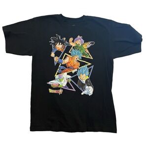 Dragonball Z Super Saiyan Anime Graphic Black T-Shirt Size L (10/12) Boys